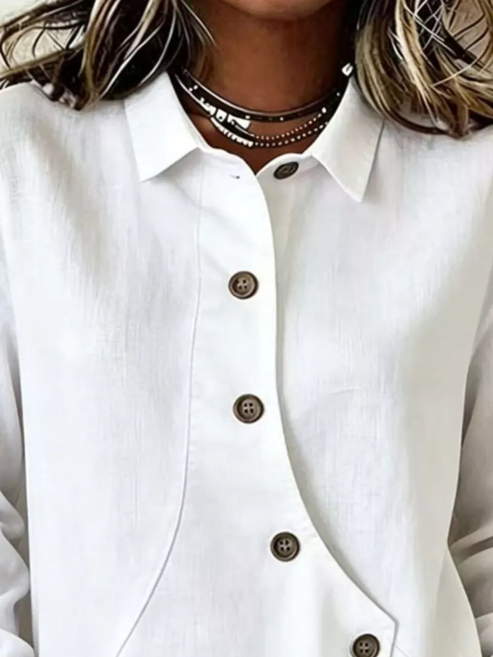 Apricot Full Size Asymmetrical Button Down Shirt