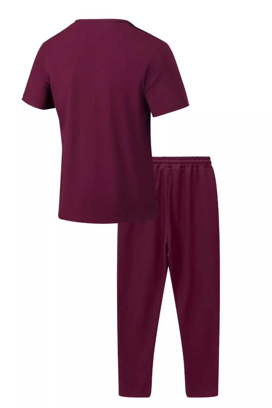 Men's Full Size Lace-up Front Top And Pants Set in White