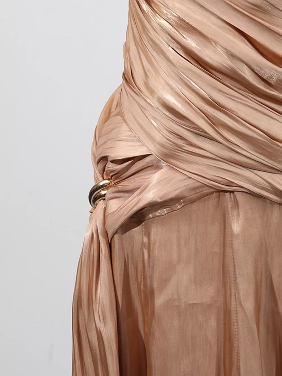 Halter Neck Ruched Maxi Dress option 7