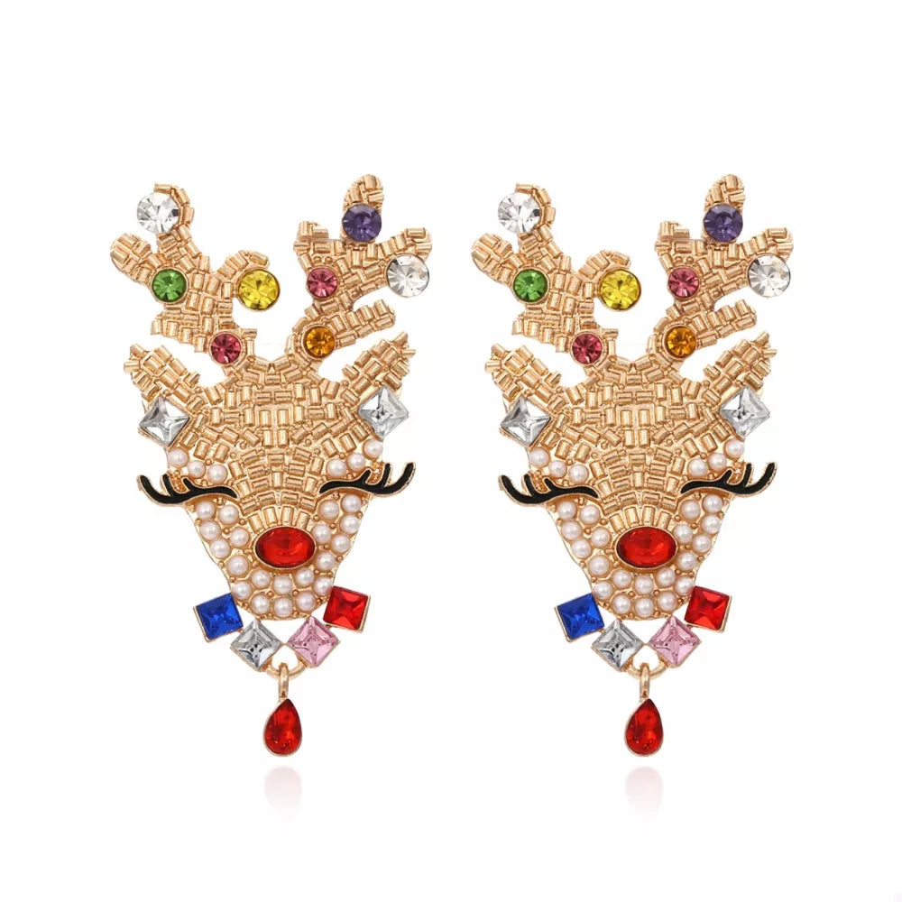 earrings in gold featuring rhinestone embellishment and drop fit