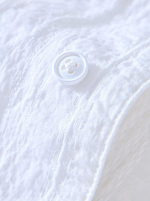 Men's Plus Size Button Up Short Sleeve Shirt in White
