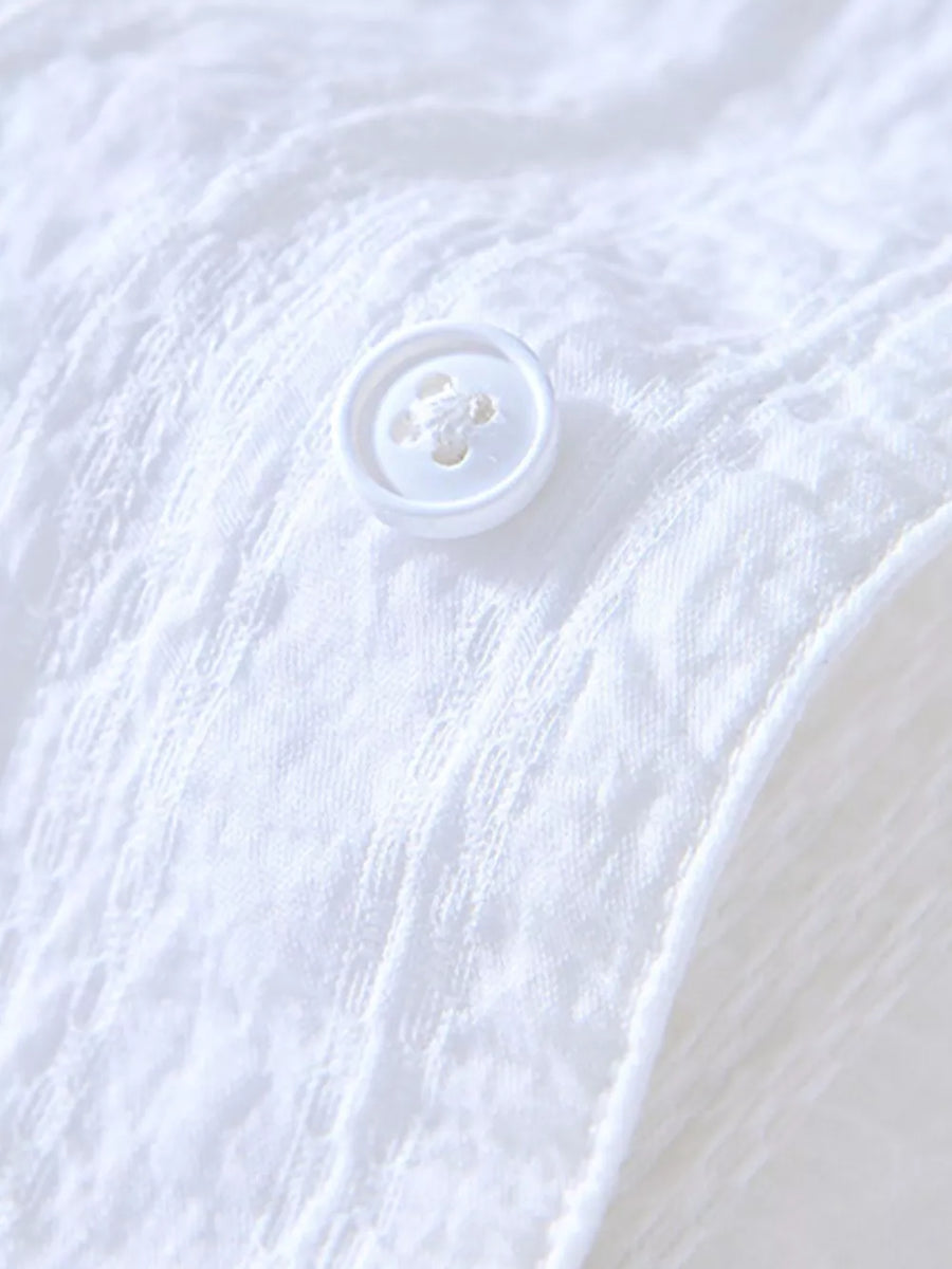 Men's Plus Size Button Up Short Sleeve Shirt in White