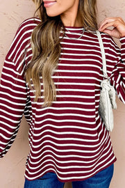 Stripe Drop Shoulder Long Sleeve Top option 5