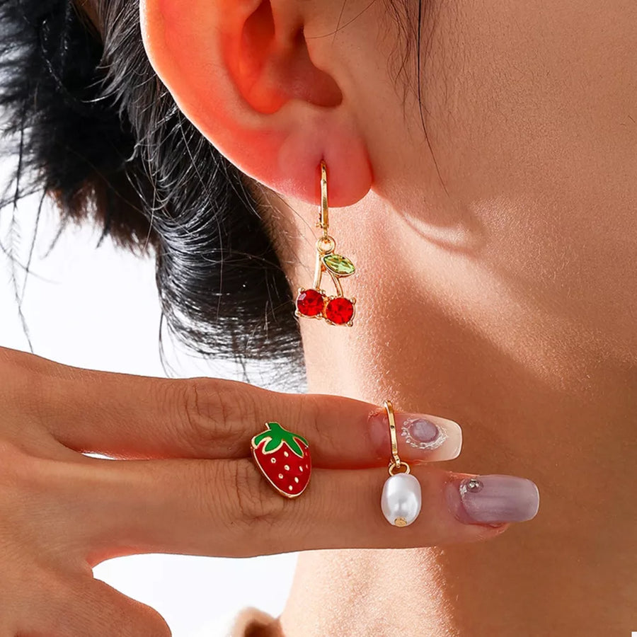earrings featuring fruit motif in Gold with 18K Gold-Plated,Alloy,Resin Care instructions: Avoid wearing during exercise, as