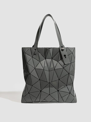 handbag in Milk Tea Color with geometric and glossy finish