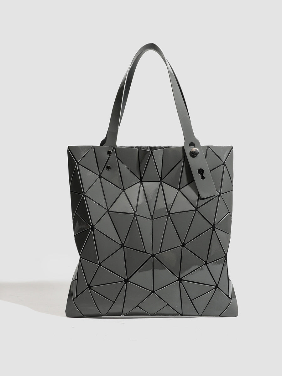handbag in Milk Tea Color with geometric and glossy finish