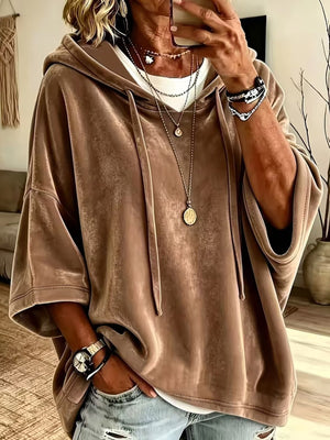 Olive Green pullover hoodie with oversized and elbow sleeve