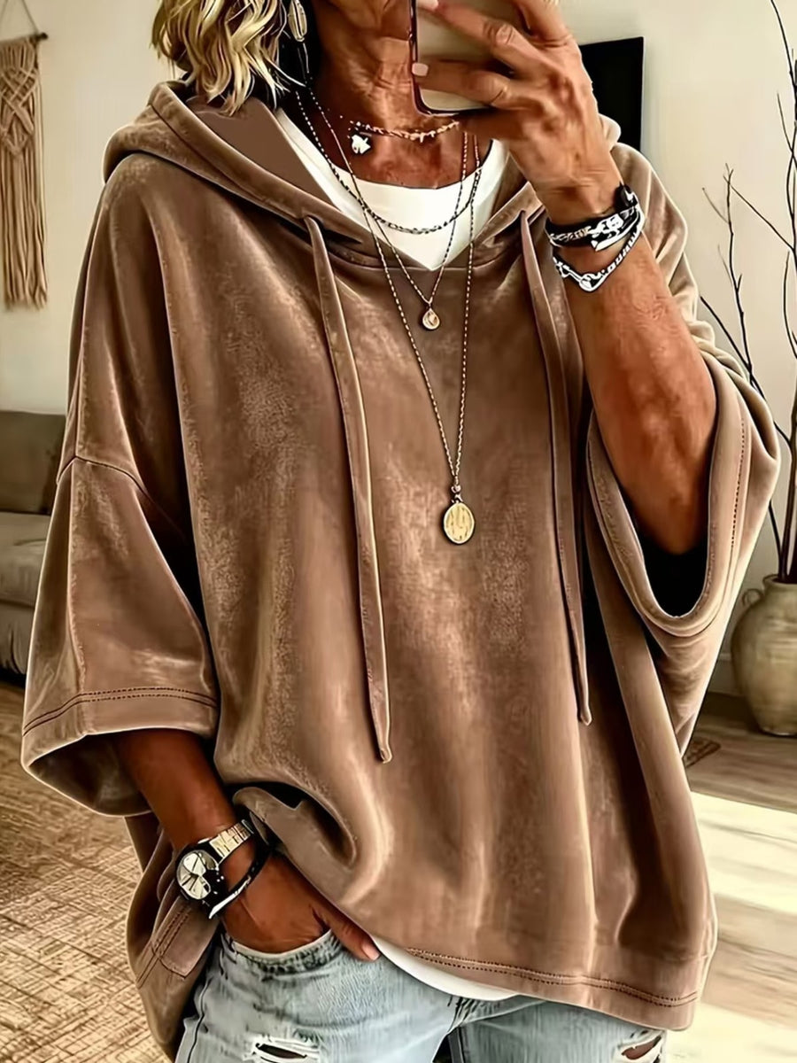 Olive Green pullover hoodie with oversized and elbow sleeve