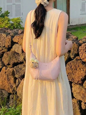 Pink with Pu Leather Shoulder Bag