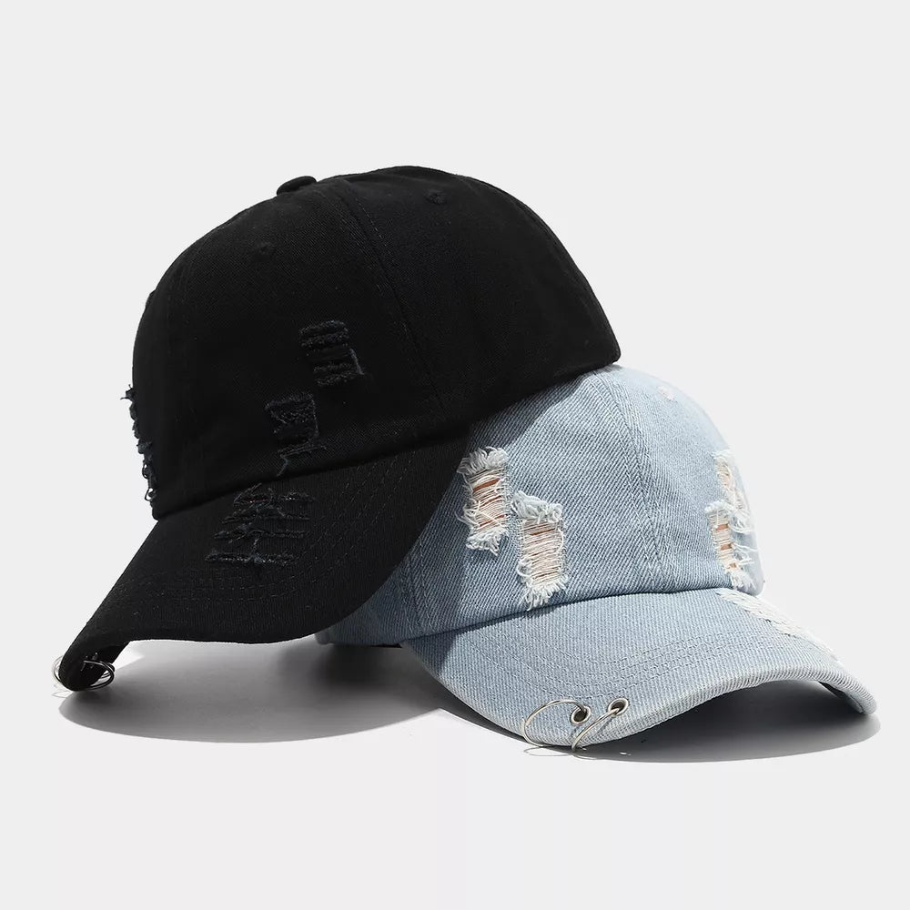 denim Imported Size &amp cap in light blue with fitted silhouette