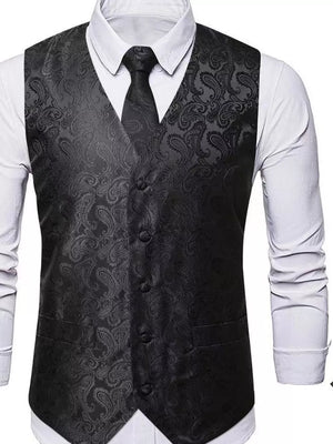 Black Forest Men's Full Size Paisley Print Button Up Vest
