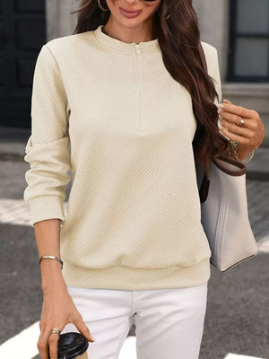 Blue regular sweatshirt with mock neck