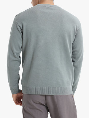 minimalist crewneck sweater in Khaki with crew neck