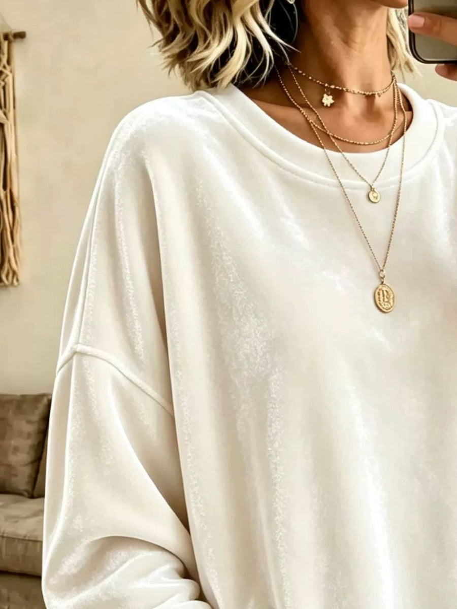 Apricot loose sweatshirt with crew neck