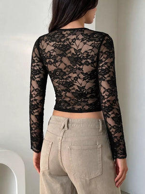 Lace Sleeve Square Neck Top option 6