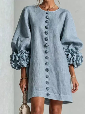100% polyester Care instructions: Machine wash cold mini dress in Mint Blue with relaxed silhouette