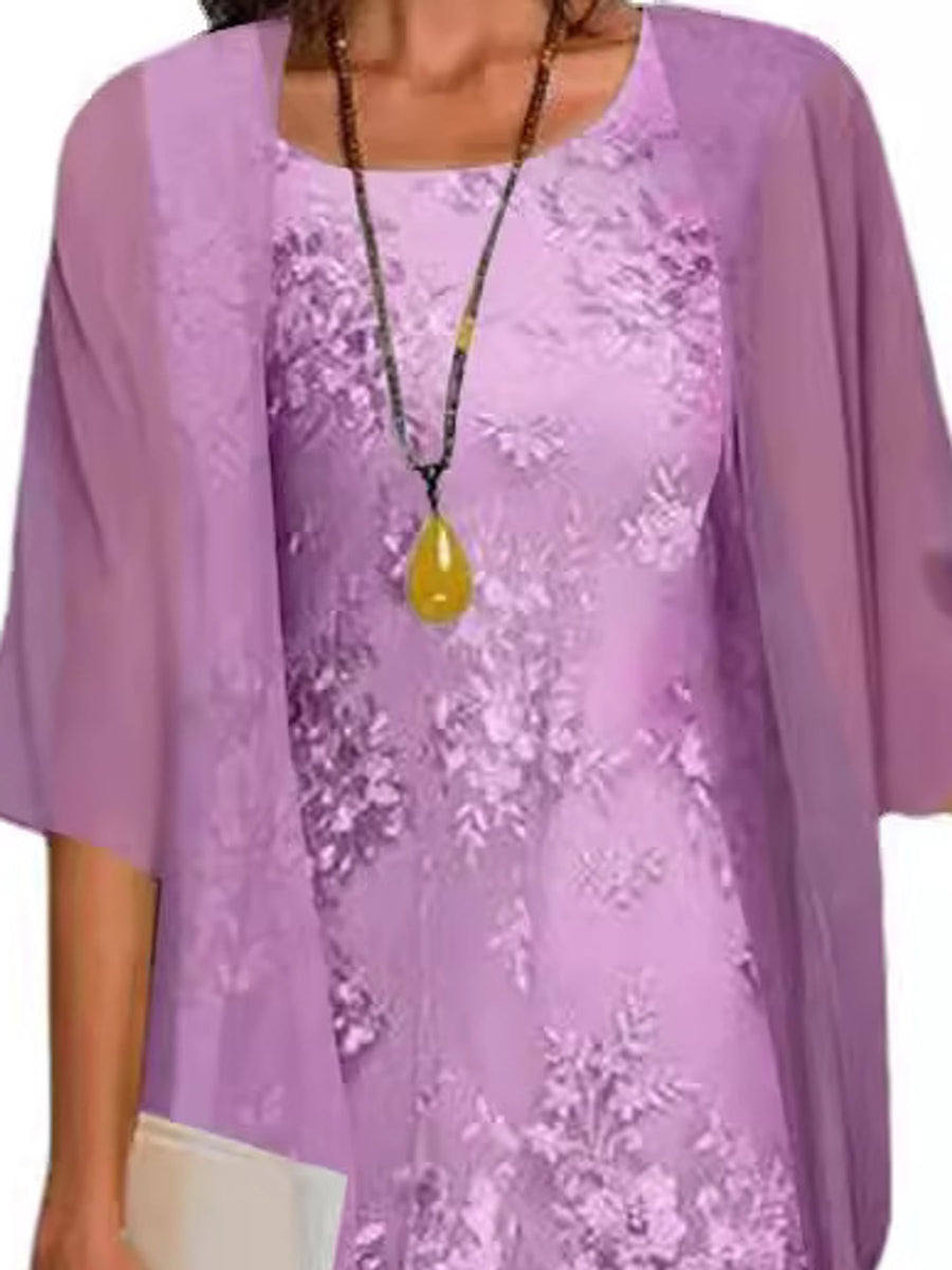 Polyester Care instructions: Hand wash cold midi dress in Purple with A-line silhouette