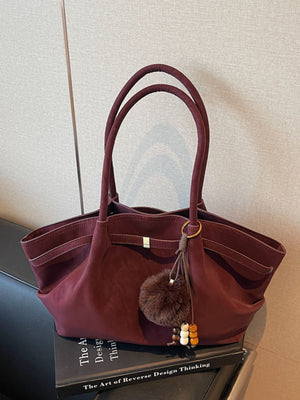 PU Leather Imported Size &amp tote in Wine Red with boxy silhouette