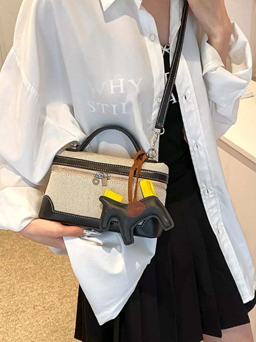 Black with Top Handle Detachable Strap Mini Handbag in Black