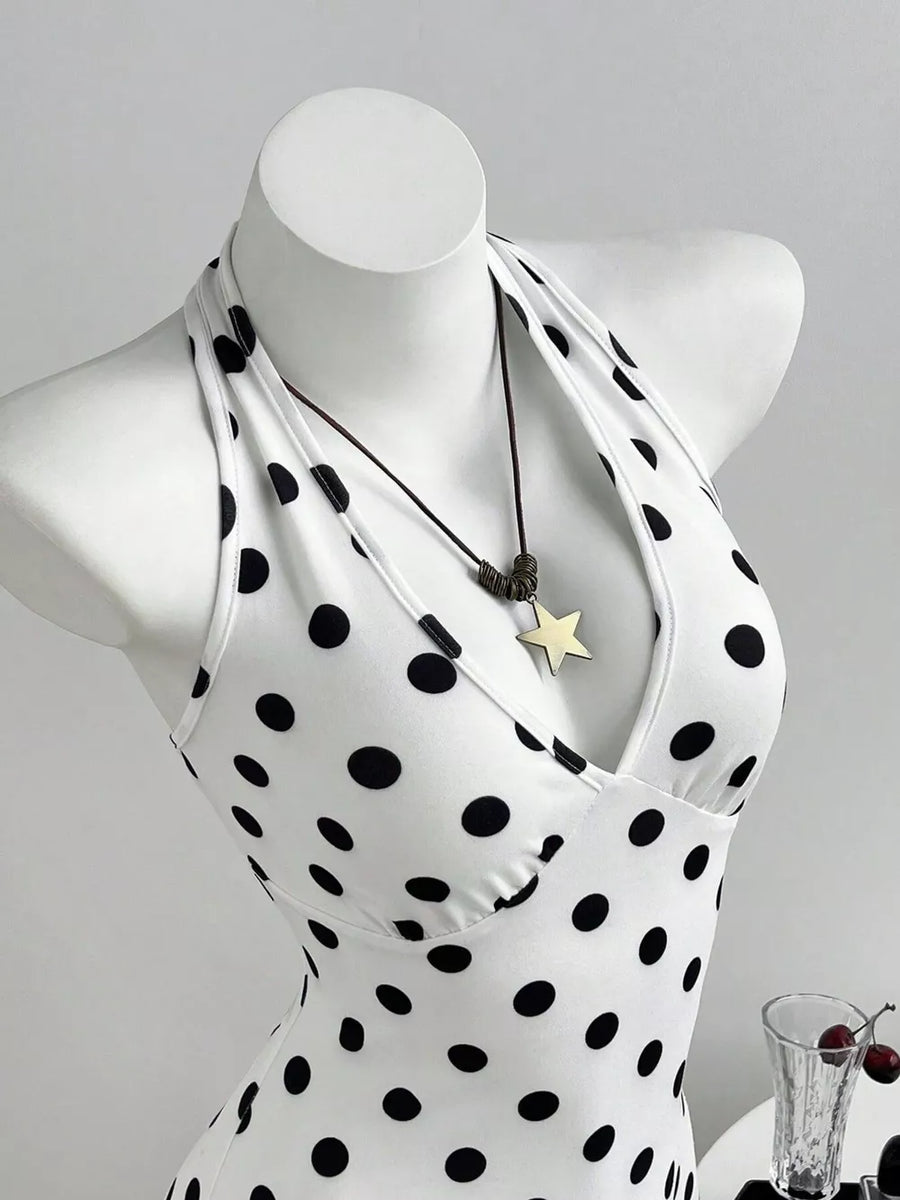 Polka Dot Halter Neck Romper in this colorway