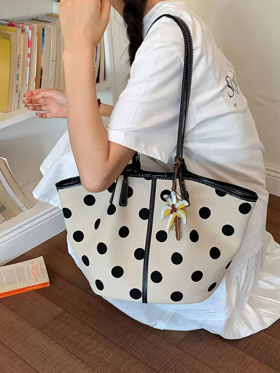 Polka Dot Shoulder Bag in White