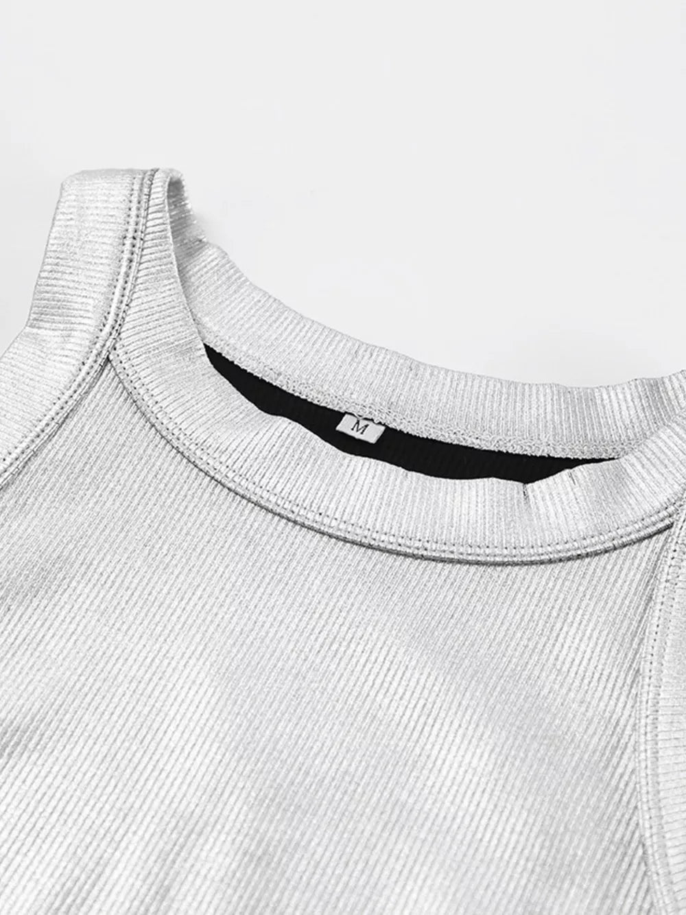 Ribbed Racerback Tank Top in Silver with basic style