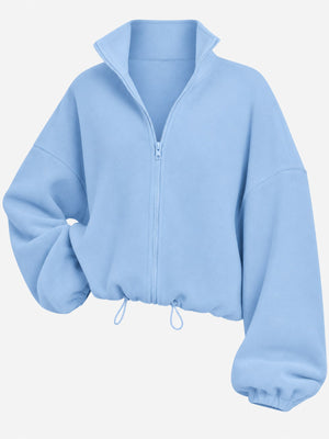 windbreaker in black with zipper and cropped