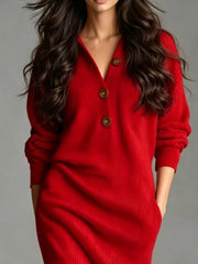 sweater dress in bright yellow with ribbed and ribbed