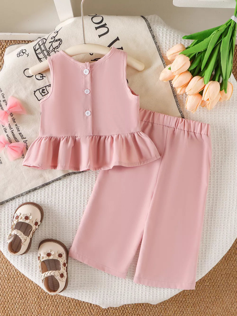 Children's Ruffled Hem Tank And Pants Set option 6