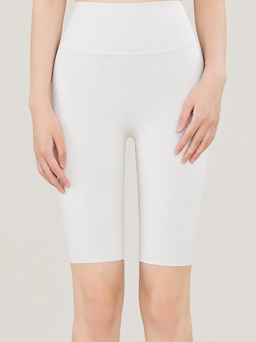 Nylon fabric bike shorts in Milk Tea with fitted silhouette