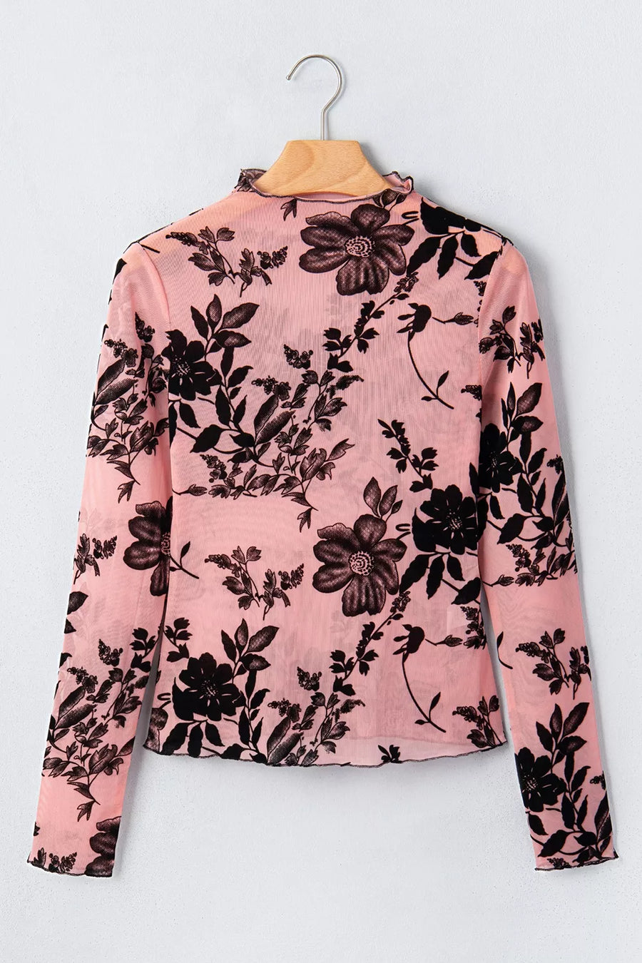 Floral Print Mesh Long Sleeve Blouse option 5