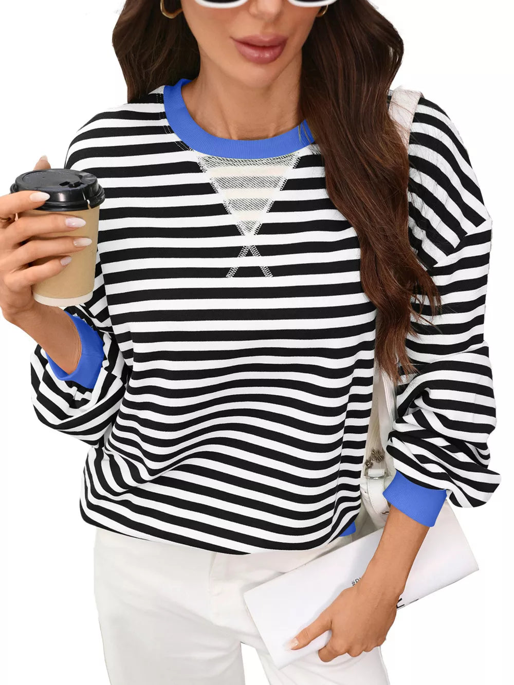 65% Rayon 30% Polyester 5% Spandex Care instructions: Machine wash cold sweatshirt in Green Purple with relaxed silhouette