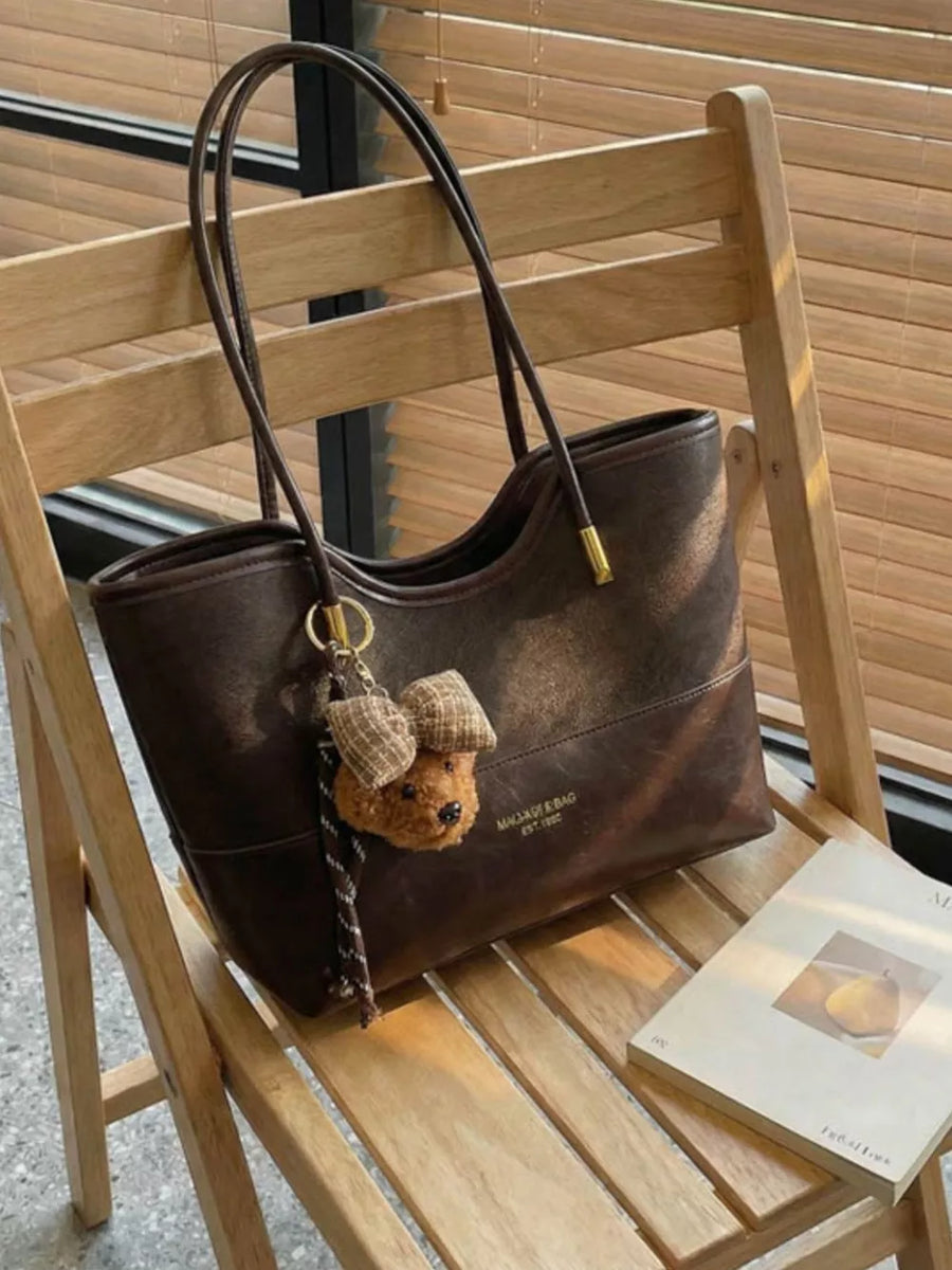 Pu Leather Shoulder Bag in Camel