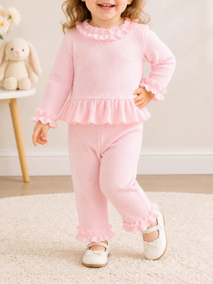 cream pajama set with hip-length, full-length and pullover, elastic
