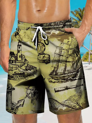 Tan Men's Full Size Drawstring Pocketed Shorts