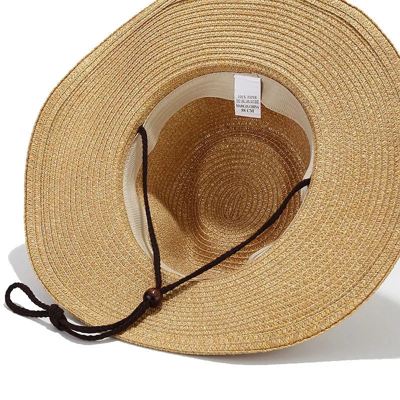 cream hat with wide brim and N/A