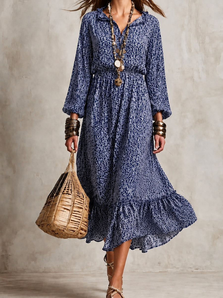 navy blue midi dress with midi and half-button