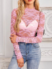 White blouse with sheer and long sleeve