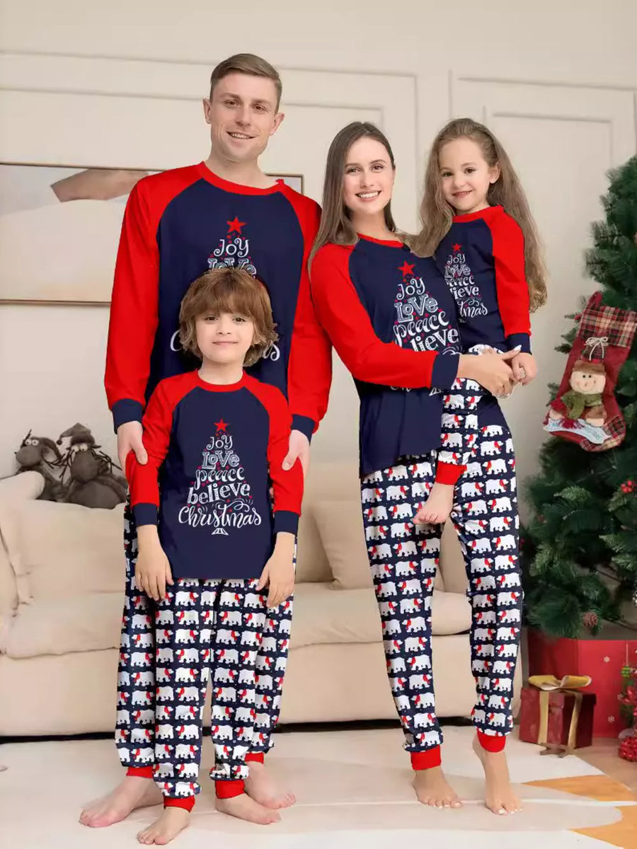 navy blue pajama set with graphic-print, animal-print and crew neck
