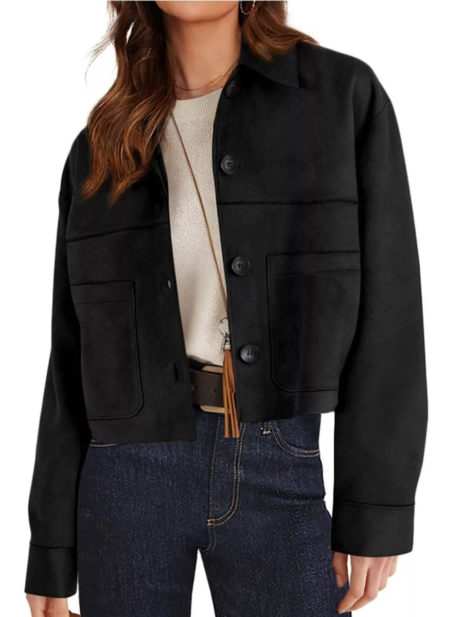 modern jacket in Coffee Brown with collared