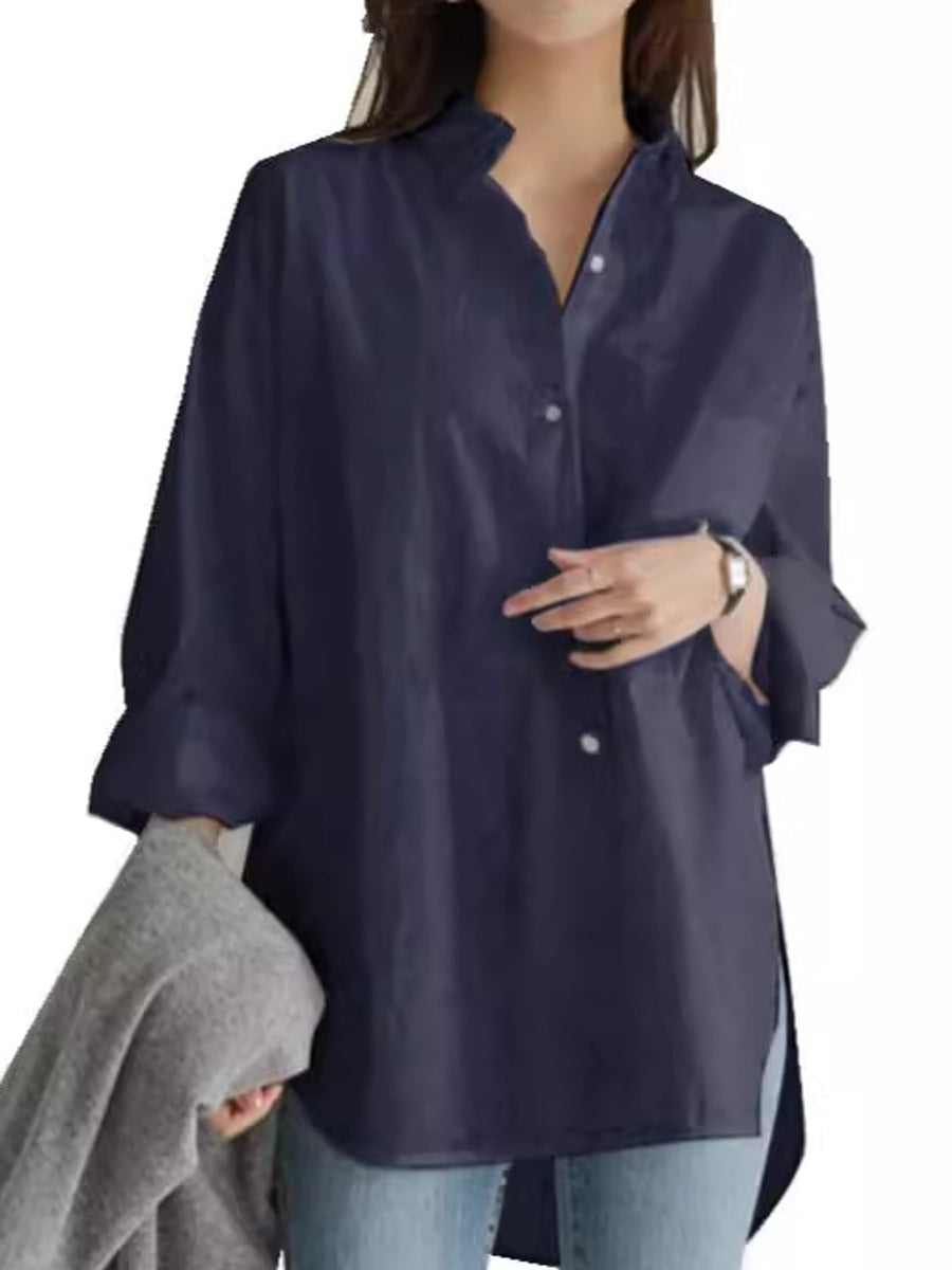 Purple button-down shirt