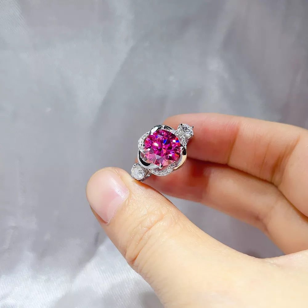 3 Carat Sterling Silver Moissanite Solitaire Ring in this colorway