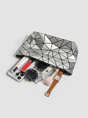 PVC Imported Size &amp crossbody bag in Silver with boxy silhouette