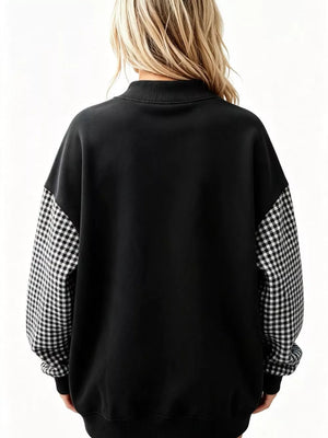 Green relaxed sweatshirt with mock neck