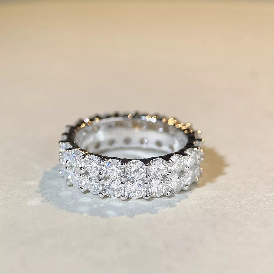 925 sterling silver,Moissanite Care instructions: Avoid wearing during exercise, ring in Silver with N/A silhouette