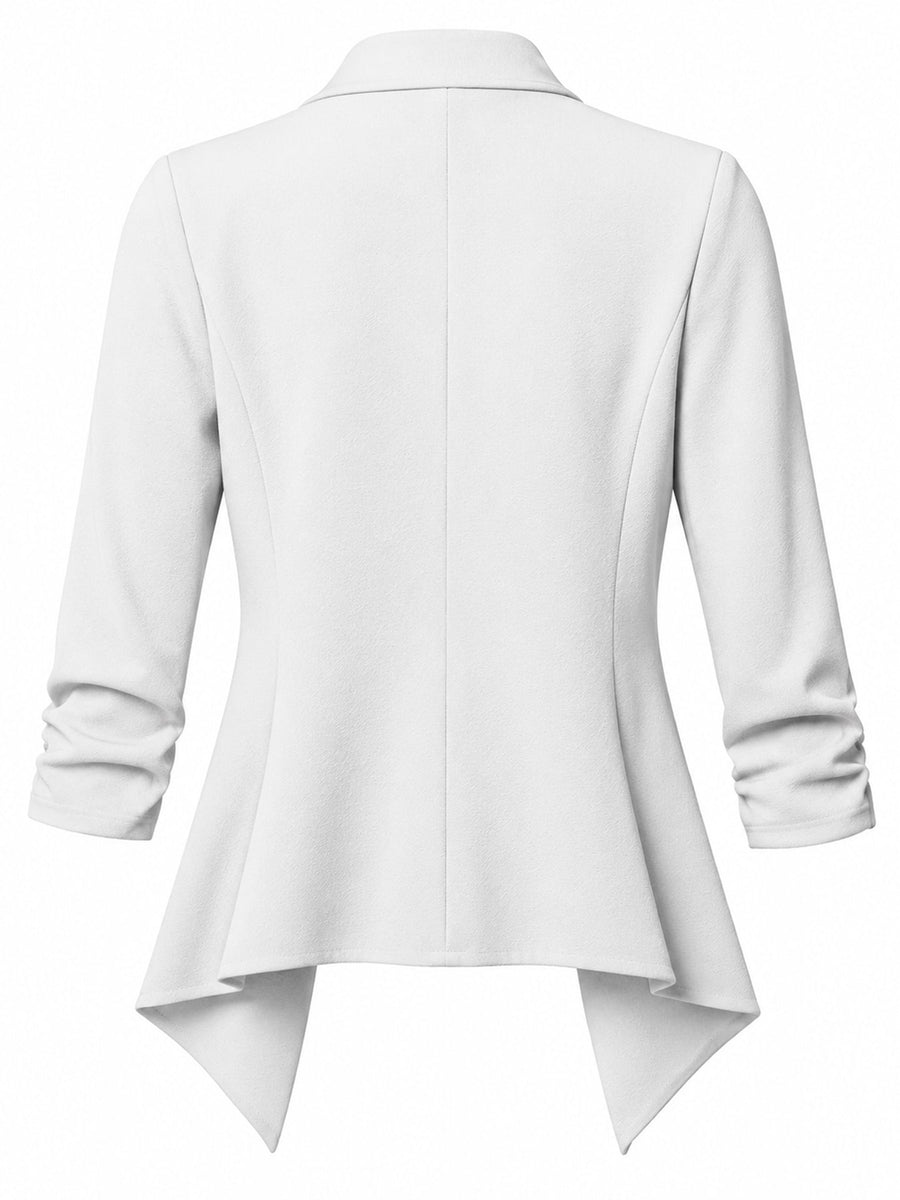 White blazer with hip-length and open-front