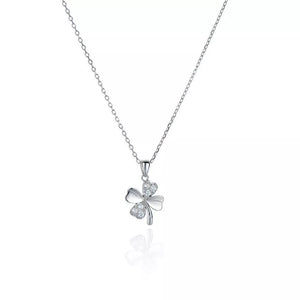 necklace in Silver with novelty and clover pendant