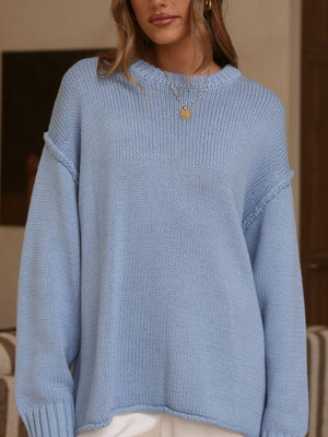 classic pullover sweater in Brown with crew neck
