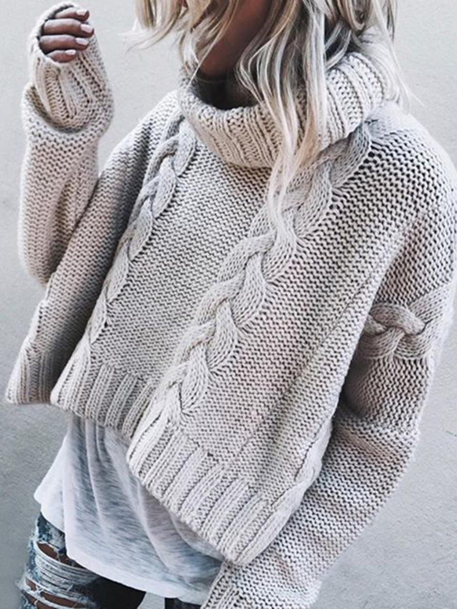 classic turtleneck sweater in Rice White with turtleneck