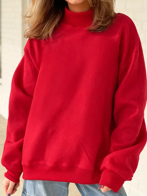 athleisure sweatshirt in red with mock neck